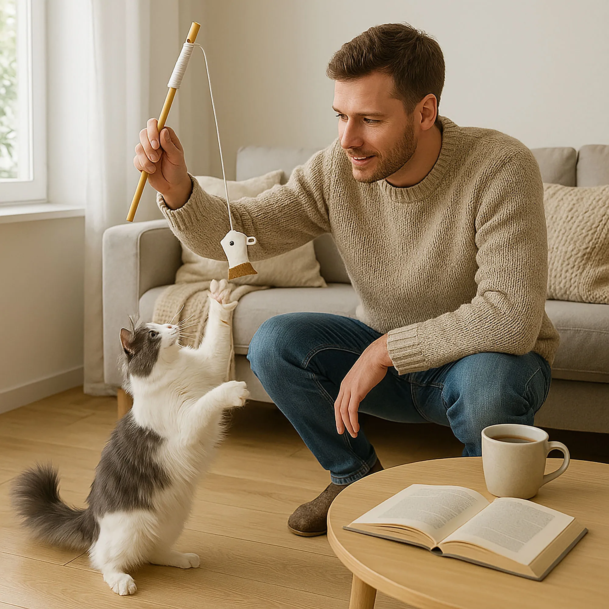 Katzenangel mit Maus – 40 cm – Bild 2